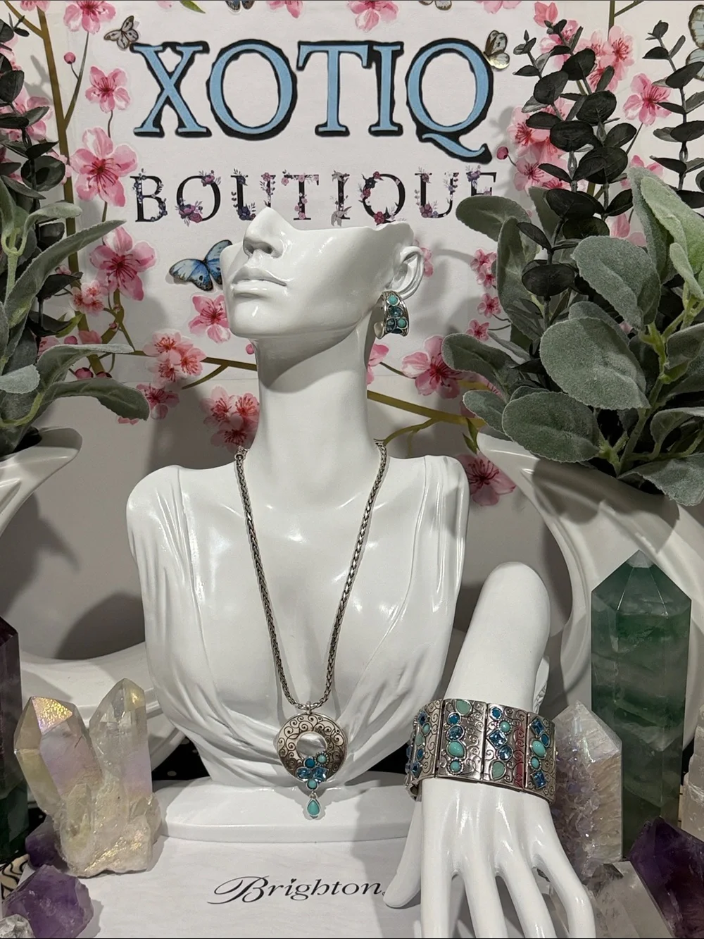 🆕🩵Brighton SET Turquoise/Teal Multi-Stone Pendant Necklace, Eartings, & Bracelet